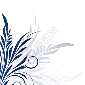 B 植物背景摘要风格创造力叶子曲线艺术蓝色漩涡装饰背景图片