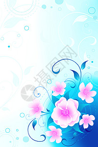 花卉背景蓝色乐趣艺术圆圈蝴蝶插图漩涡滚动叶子背景图片
