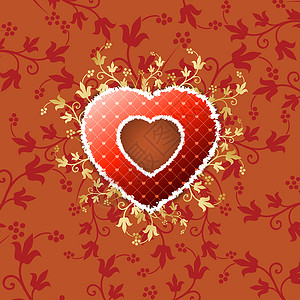 花朵模式情人之心浪漫叶子插图假期红色背景图片
