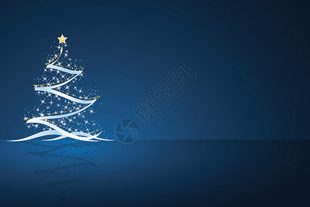 圣诞树滚动蓝色漩涡季节艺术星星假期海浪插图卡片高清图片