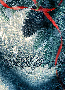圣诞节背景火花雪花装饰品植物云杉枝条结晶锥体假期磨砂背景图片