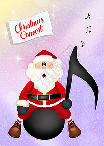 圣诞音符圣诞音乐会音符笔记唱歌音乐插图卡通片合唱卡拉ok孩子们雪花背景