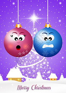 圣诞舞会卡通片明信片庆典乐趣插图快乐背景图片