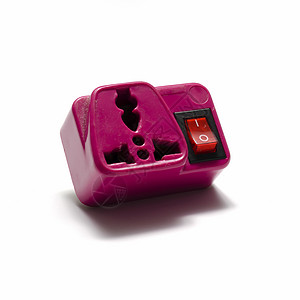 粉粉色适配器插件插座塑料电气房子出口盘子网络活力力量电缆背景图片