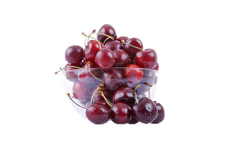 樱桃浆果饮食杯子玻璃水果诱惑叶子味道白色美食背景图片