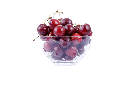 樱桃玻璃杯子美食浆果水果白色甜点红色食物诱惑背景图片