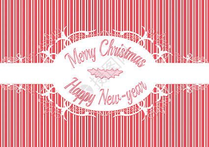 条纹标签边框糖果甘蔗标签  圣诞快乐 新年快乐丝带红色卡片问候语装饰边界贴纸派对风格插图背景