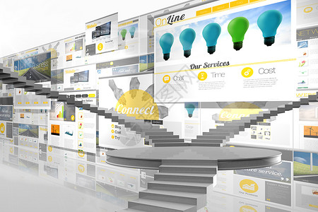 绕风楼梯的复合图像进步绘图电脑技术脚步商业屏幕平台计算广告背景图片