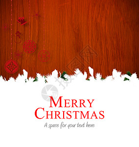 圣诞快乐贺词计算机枞树木板装饰品贺卡木头问候语边界绘图背景图片