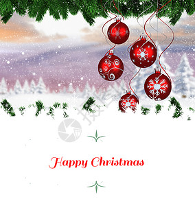 圣诞贺卡白雪皑皑寒意红色的高清图片