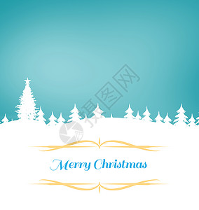 圣诞节贺卡边界绘图问候语枞树草书树木插图计算机森林蓝色背景图片