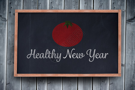 番茄复合图像计算机框架空白新年木板木头数字灰色课堂水果背景图片