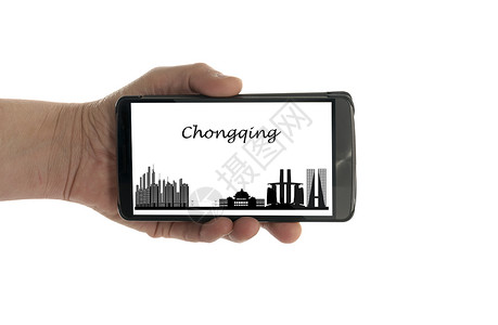 女性手与移动电话 chongqing 天线社会天空技术网络电话建筑学屏幕商业黑色社交网络背景
