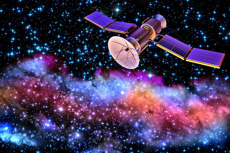静止不动3D地球人造卫星模型3D金属间谍雷达轨道电讯信号系统定位飞船望远镜背景