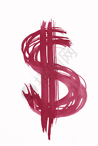 美元符号水彩红色商业白色背景图片
