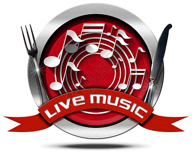 红色音乐会广告现场音乐和食品-金属图标背景