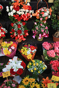 市场多彩的花束背景图片