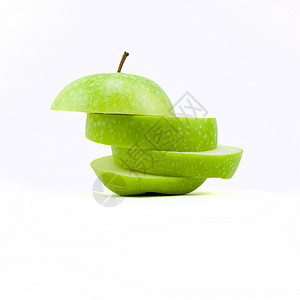 绿白色白色背景上孤立的新鲜绿苹果营养活力食物饮食绿色水果背景