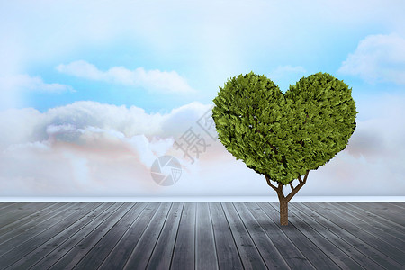 心形植物复合图象生长计算机绘图董事会多云天空铺面情人绿色地板背景图片