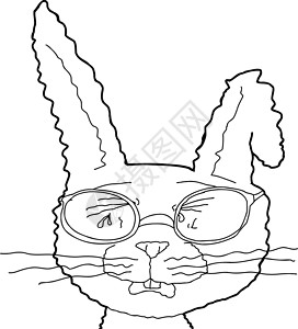 耳朵剪贴画带眼镜的苏拔兔轮廓背景