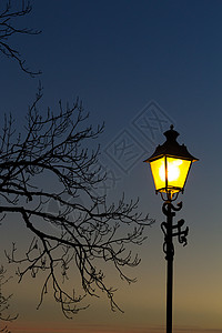 ps树灯素材日落时的灯柱背景