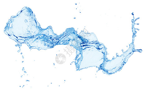 喷水宏观蓝色波纹液体海浪运动流动白色背景图片