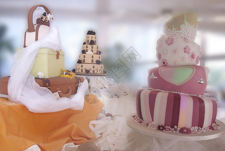 创造性婚礼蛋糕周年戒指活动婚姻马夫已婚仪式幸福新娘鞋带背景图片