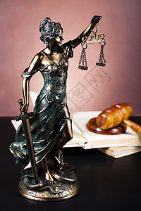 十二星座之天秤座法律之神 周围的光照生动的主题女士命令法庭手势司法眼罩青铜律师锤子雕塑背景