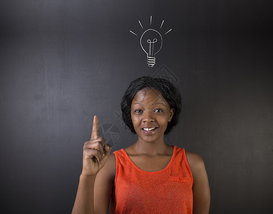 南非或非裔美国女教师或女学生的光灯灯布女士人士记忆智力成就思维思考风暴创造力商业背景图片