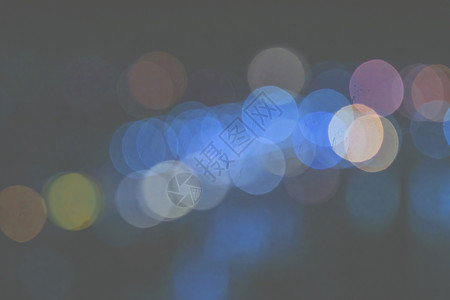 市内夜幕背景带boke蓝色艺术圆圈背景图片