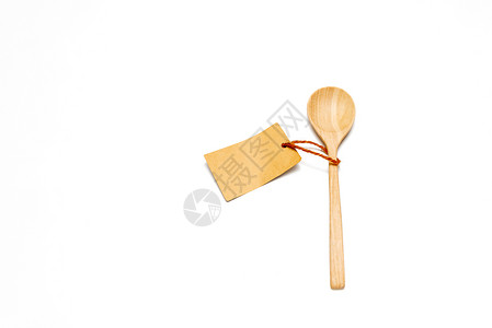 优质点赞标签带棕色标签的木勺卡片刀具工具竹子餐具厨房勺子贴纸桌子木头背景