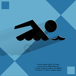 SWIMMER 游泳池 平坦几何抽象背景的简单现代网络设计创造力阴影水池插图游泳者音乐作品背景图片