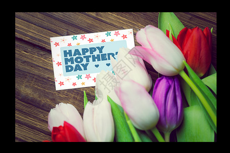 母亲节贺礼日综合形象植物桌子花瓣卡片笔记背景图片