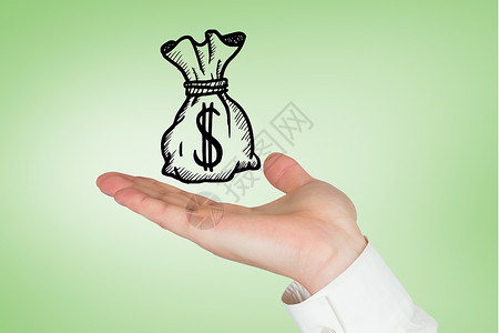 手展示的复合图象推介会货币绘画计算机插图银行业绿色绘图金融涂鸦背景图片