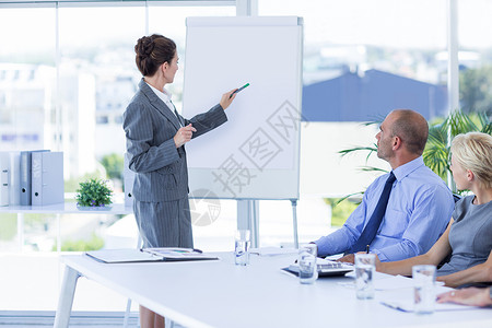 商界人士在会议期间看会议板合作男性推介会生意人家具办公室文档伙伴团队职员背景图片
