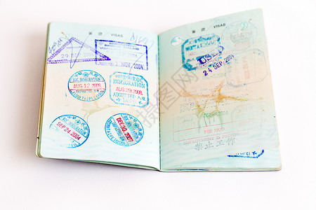 签证和护照印章世界旅行公民安全文档旅游空白收藏身份移民背景