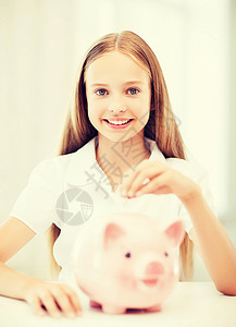 儿童养猪银行节俭硬币幼儿园青少年课堂微笑学校收益学习青春期背景图片