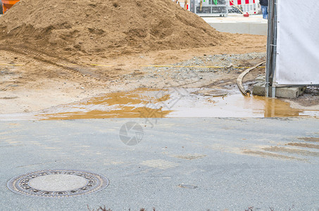 洪水泛滥建筑工地背景