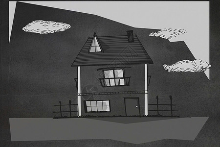 手绘房屋综合图象绘图绘画黑色房子计算机背景图片
