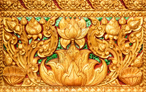 金色莲花塔油画艺术风格工艺装饰绿色雕刻框架寺庙文化金子背景图片