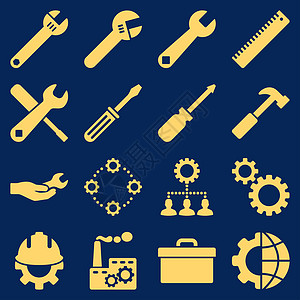 扳手使用图选项和服务工具图标集图示集字形锤子商业建筑安装安全帽环境技术维修配置背景