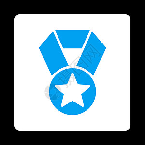 蓝色星星丝带颁奖按钮覆盖彩色集的冠军奖章图标正方形证书丝带字形徽章评分质量金子文凭标签背景