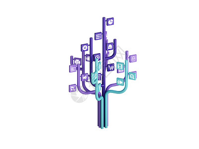 由关于社交媒体主题的图标组成的树上图示电脑消息团体互联网方案技术社区电话商业世界背景图片