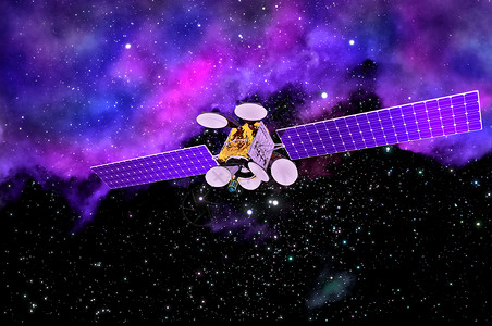 静止不动3D地球人造卫星模型3D电讯地球网络飞船轨道科学互联网蓝色全球广播背景