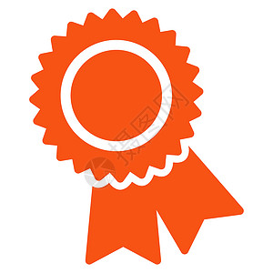 橙色标签边框来自竞争与成功双色图标集的认证图标投票领导者印章邮票橙色丝带徽章报酬速度质量背景