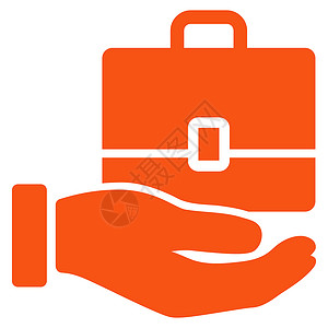 手提箱图标商业集的会计图标案件棕榈贮存簿记汇款手势职业金融工作橙子背景