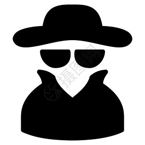 帽子图标Spey 图标手表犯罪调查间谍秘密数字网络检查员检查勘探背景