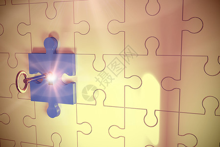 密钥解锁jigsaw安全解决方案概念性拼图开锁背景图片