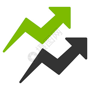 绿色走向箭头来自的趋势图标数据箭头进步生长统计信息走向金融报告市场背景