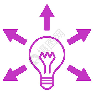 紫色发光箭头理想点图标玻璃电子产品创新气泡教育箭头解决方案照明科学经营背景